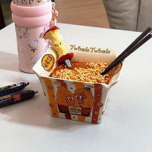 【赵露思同款】泡面碗陶瓷稀奇古怪高颜值大容量薯条碗食品级餐具