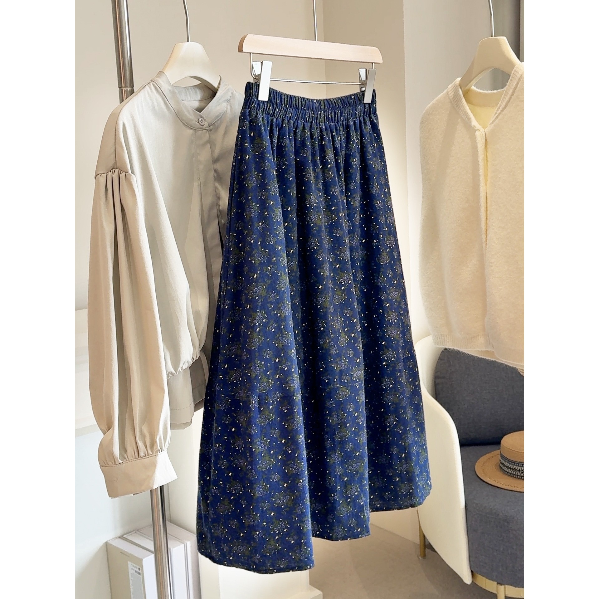 咖色碎花半身裙女秋2025新款小个子高腰百搭松紧腰a字伞裙中长裙,童装/婴儿装/亲子装,半身裙,淘宝优惠券,粉丝福利购,淘宝优惠卷