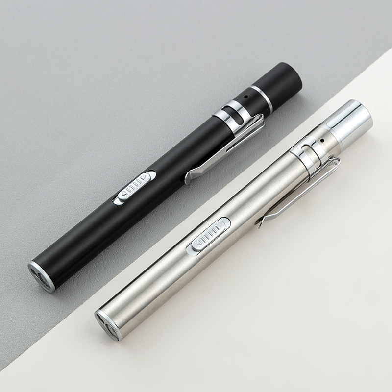 医用USB充电手电筒后按式手电 黄白双光口腔灯瞳孔笔双光源晨检le