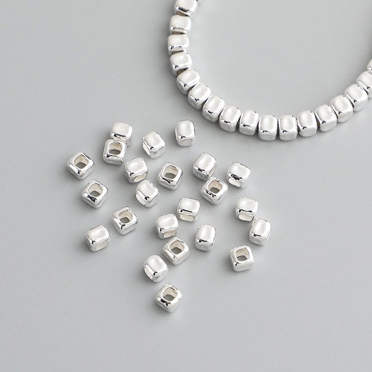 s925纯银小方块隔珠DIY配件