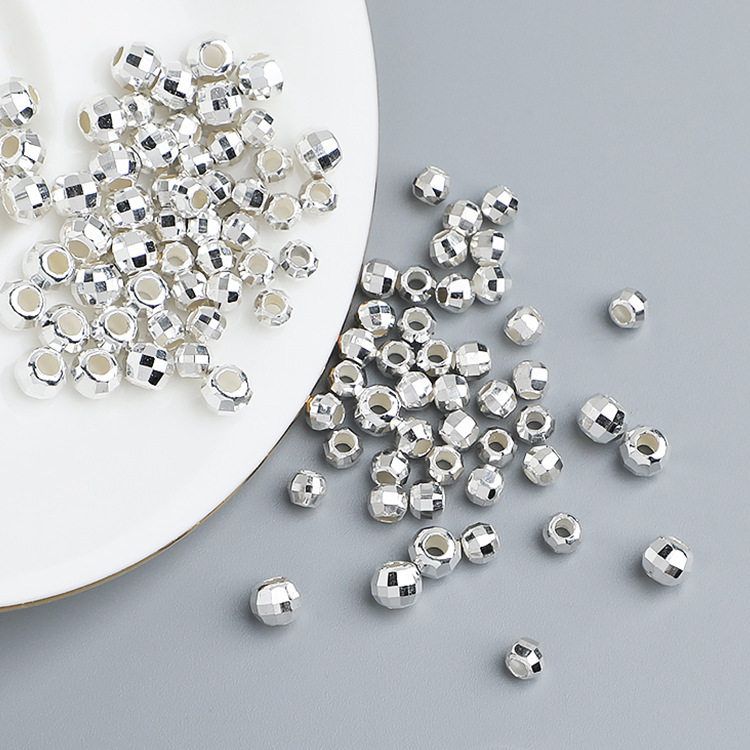 s925纯银切面珠镭射珠饰品配件