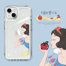 适用于iPhone15promax白雪公主手机壳13简约防摔套14pro保护壳12女款个性11创意吃苹果透明15磨砂高级款ins