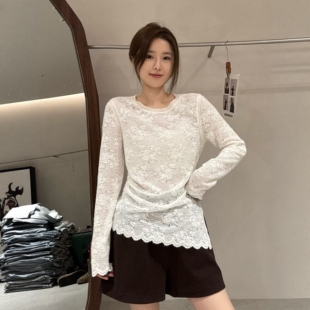 斜边不规则底摆进口蕾丝打底 巨显瘦百搭设计款 LM家高品 秋冬新品