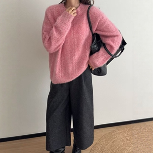 LM家高品  新年新衣复古氛围感穿搭低调全羊毛夹花纱线麻花毛衣