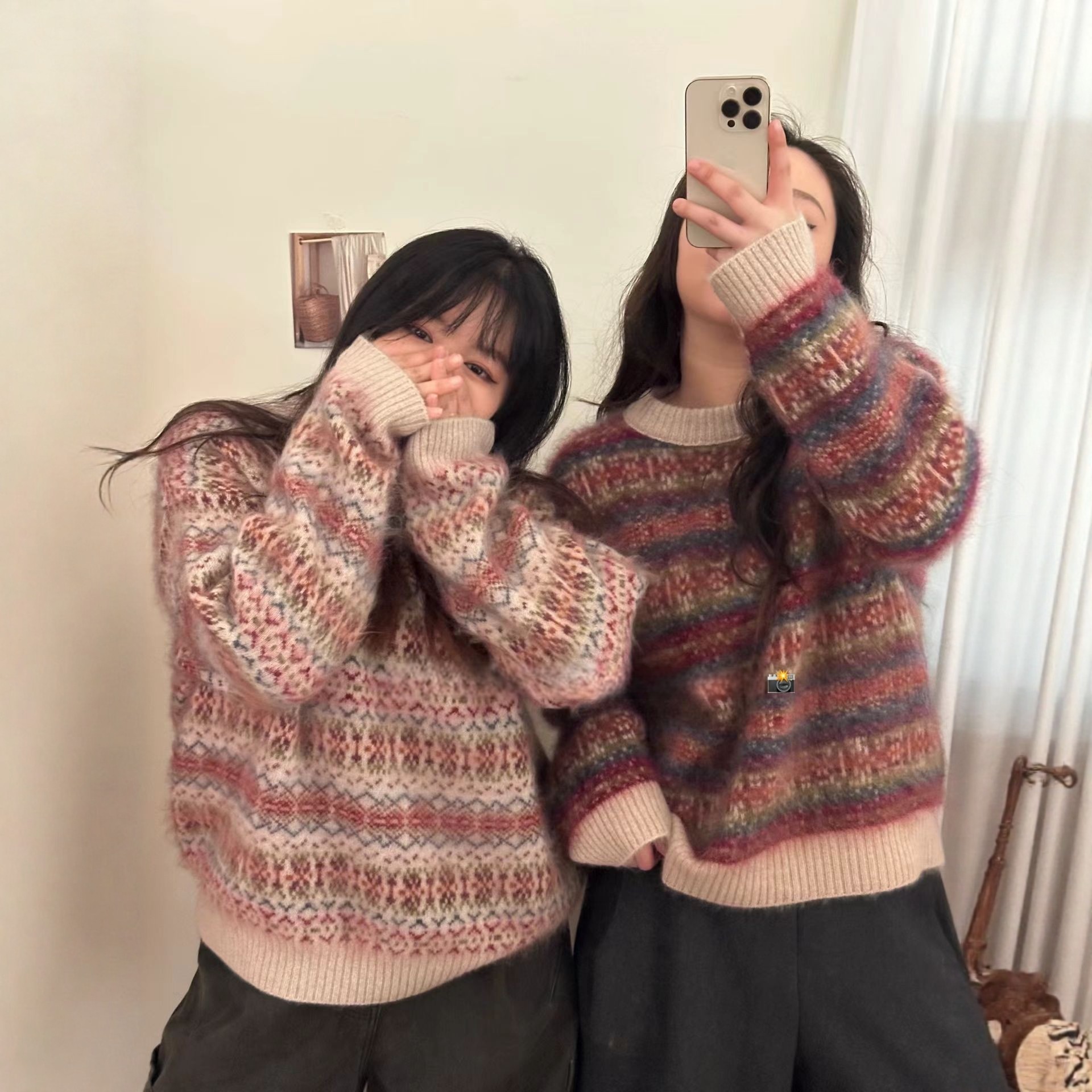 LM家高品  新年新衣原创设计款绝美配色复古费尔岛系列拉毛毛衣