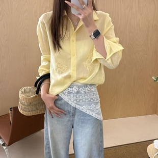 春季 衬衫 新品 重工刺绣钉珠天丝苎麻长袖 显瘦精致款 LM家高品