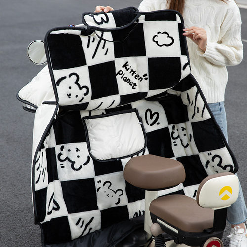 电动车挡风被冬季加绒加厚PU防水