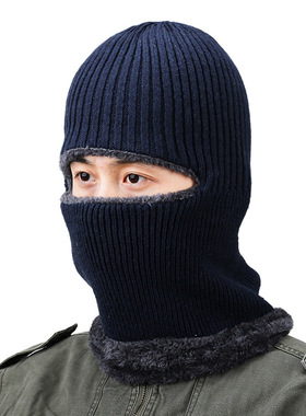 秋冬季帽子围巾三件套一体骑行针织毛线帽子围巾防寒保暖头套DMZ0