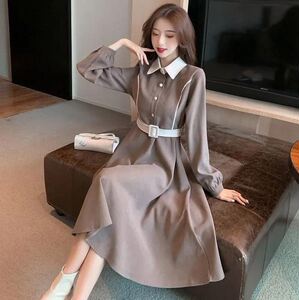 加厚配连衣裙秋2023冬季女衬衫裙时尚新款大衣设计感轻奢中长款裙