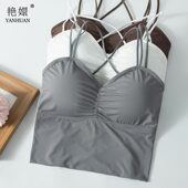 2022年新款 交叉露背美背吊带背心上衣带胸垫小胸加厚可外穿内衣女