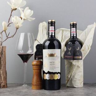 性价比手提木箱礼盒六瓶装法国原瓶进口慕洛菲诗艾洛尼干红葡萄酒