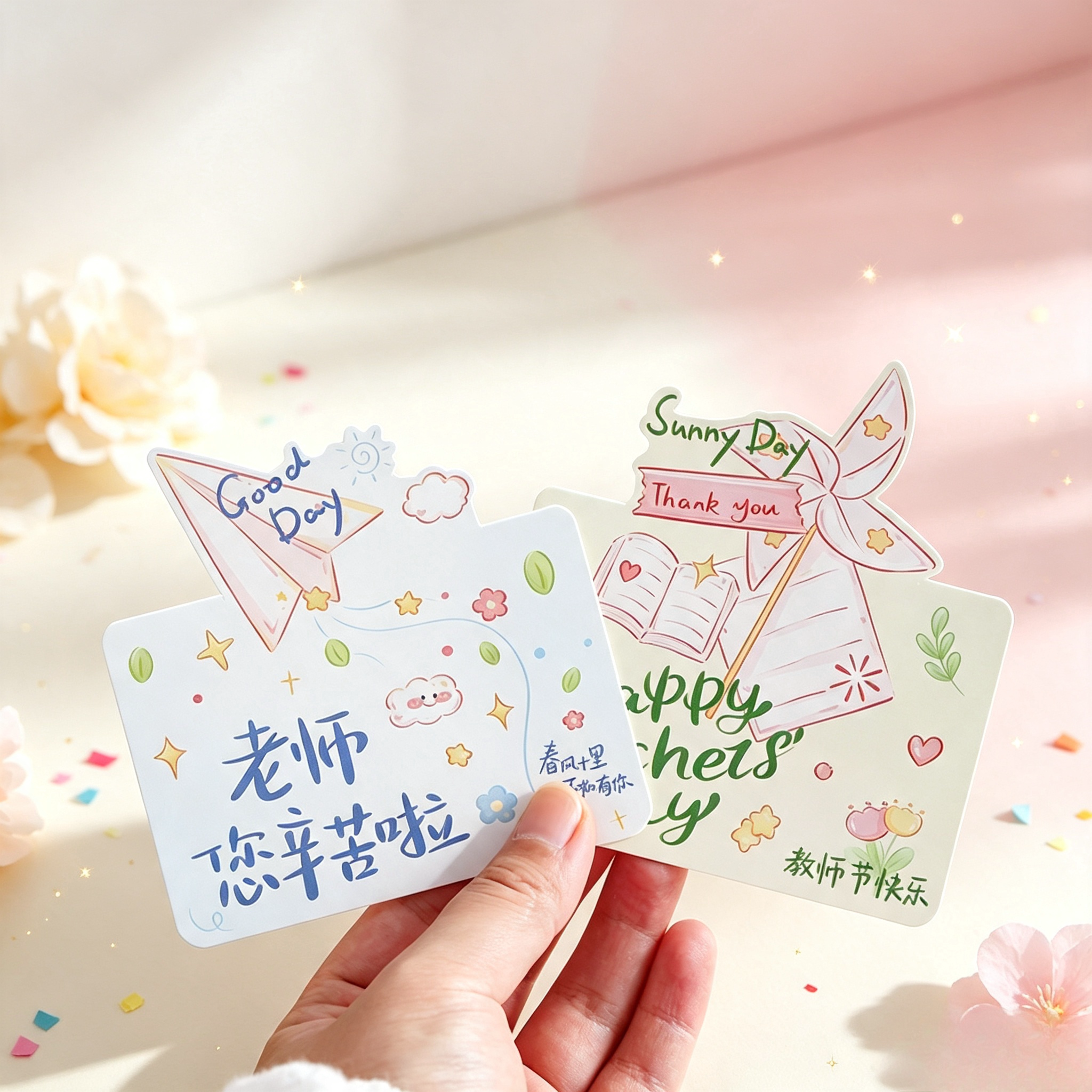 高级感教师节鲜花花束贺卡感恩