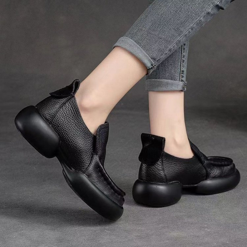 厚底小皮鞋女2024春秋小众复古懒