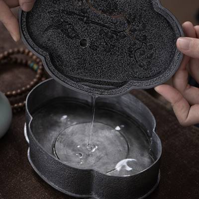 品瓷汇古锡银杏鹤祥壶承中式干泡台茶盘茶具建水养壶托盘蓄水茶承