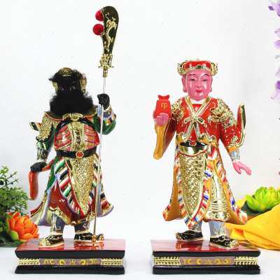 12寸极彩k金关平周仓关公左右护法武财神中式人物神像家居摆件