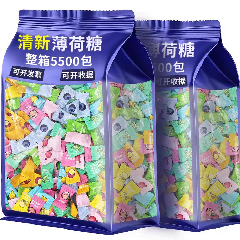 无糖薄荷糖整箱批水果味清凉糖果KTV酒店前台接待招待发零食商用