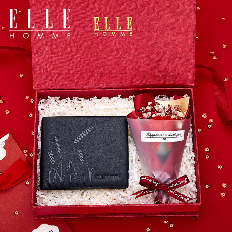 法国ELLE HOMME钱包男真皮短款2021新款男士钱夹正品男款皮夹潮牌