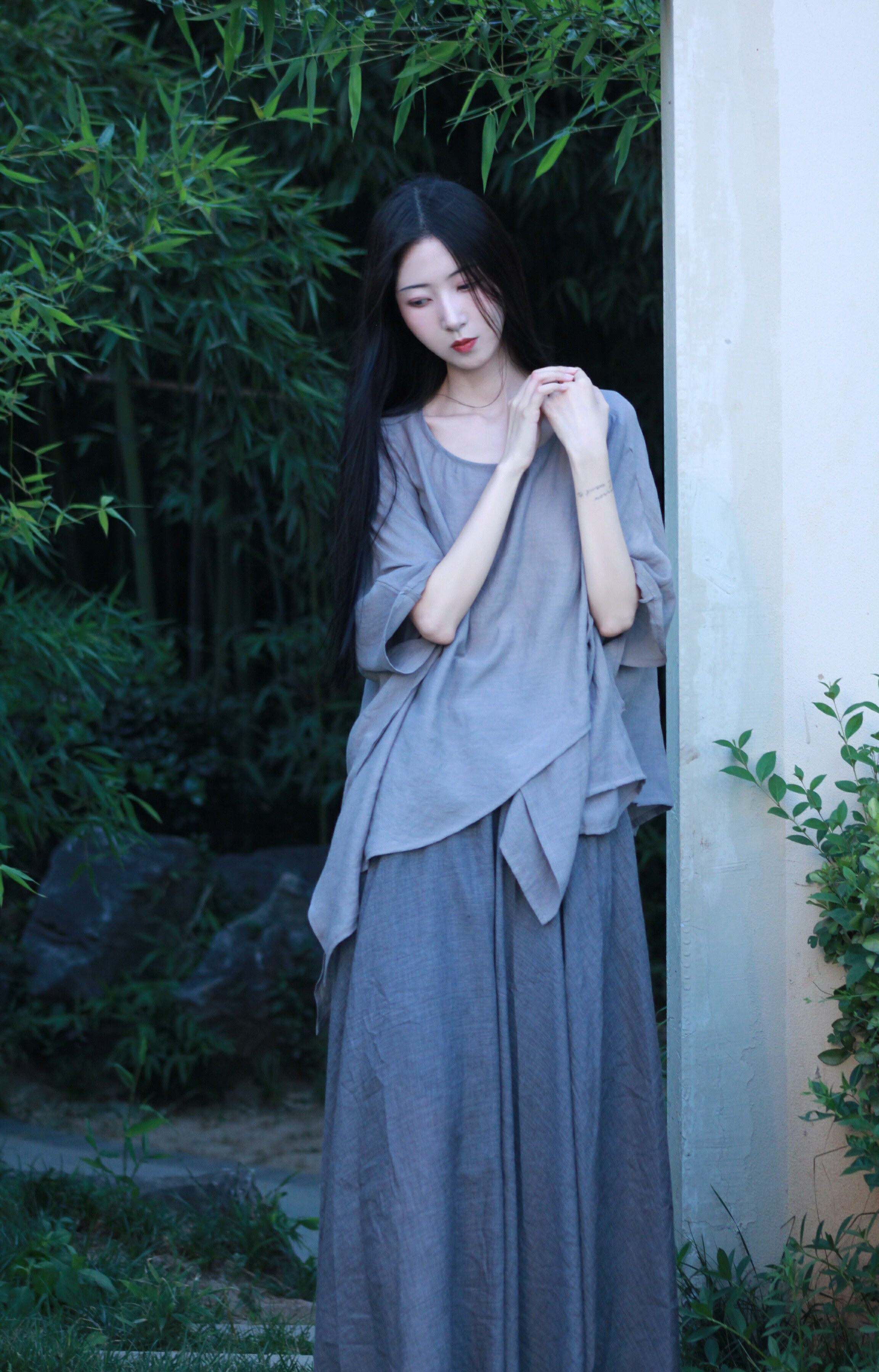 素衫新中式禅意套装上衣半身裙女