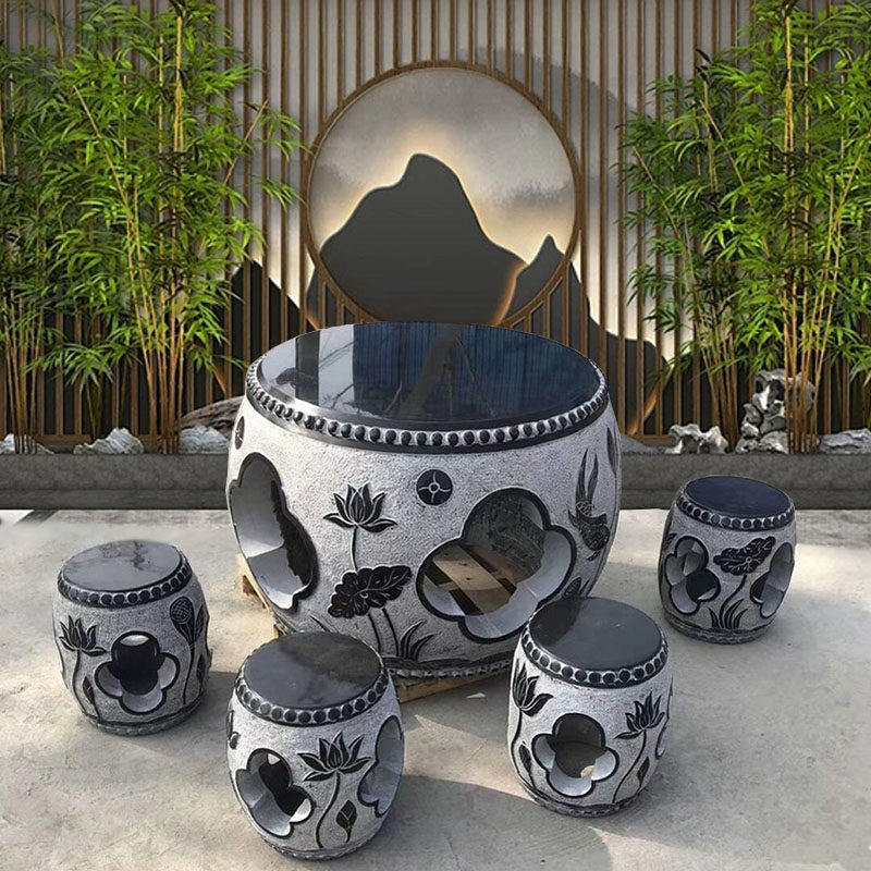 石桌石凳彷古青石桌椅圆摆件中式户外休闲一套茶桌桌子庭院花园鼓,家居饰品,石雕,淘宝优惠券,粉丝福利购,淘宝优惠卷