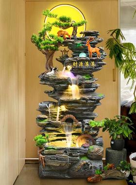 大型落地假山流水喷泉摆件客厅生财风水轮开 业礼品高山循环水装
