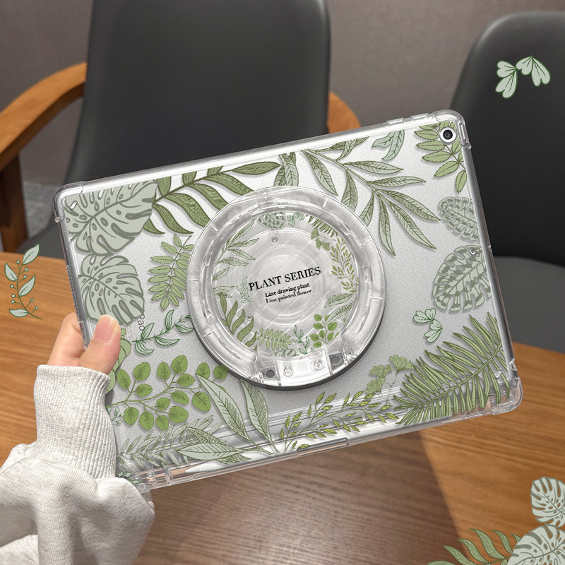 适用于ipadair8保护套清新植物苹果air5/4/3带支架2022新款pro11平板mini6/5高透单面第9代亚克力10.2旋转10