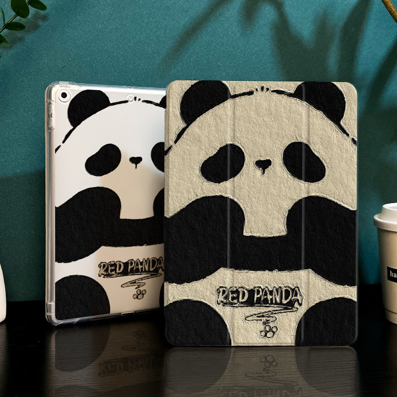 可爱熊猫适用于ipad10保护套air5/4/3平板壳2022苹果第九代10.2寸10代mini6三折硅胶ipadpro11/12.9带笔槽女