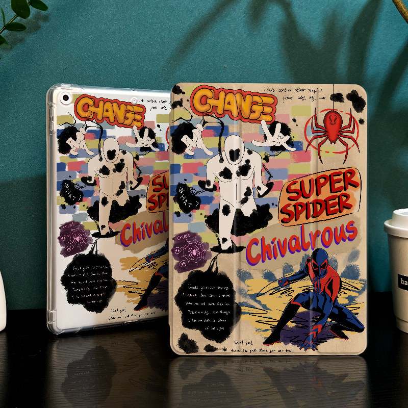 蜘蛛侠适用于ipad保护套ipad9平板壳2025苹果air6/4/3新款第九代带笔槽13寸硅胶pro11全包mini6防摔迷你5三折