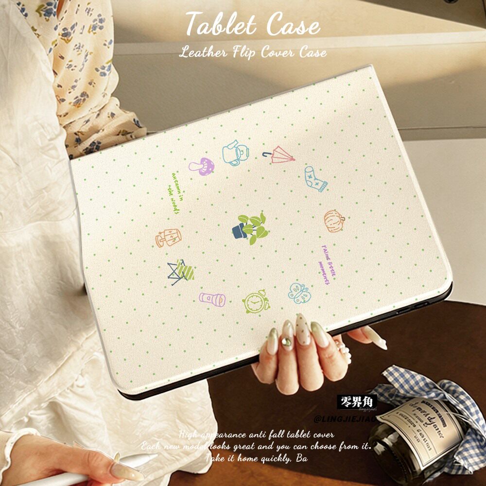 适用ipadpro保护壳波点盆栽2026新款iPad11平板套10.9寸苹果air6/7/8书本式mini7硅胶10.2防摔98十代2018笔槽