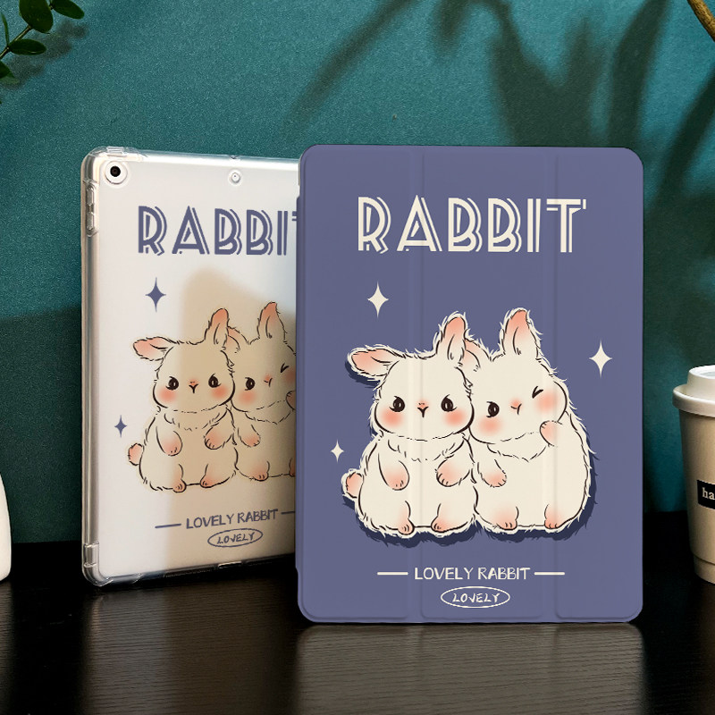 紫色小兔女适用于ipad保护壳2025新款pro12.9寸Air5苹果ipadmini6平板保护壳mini5笔槽2022第10九8代三折防摔