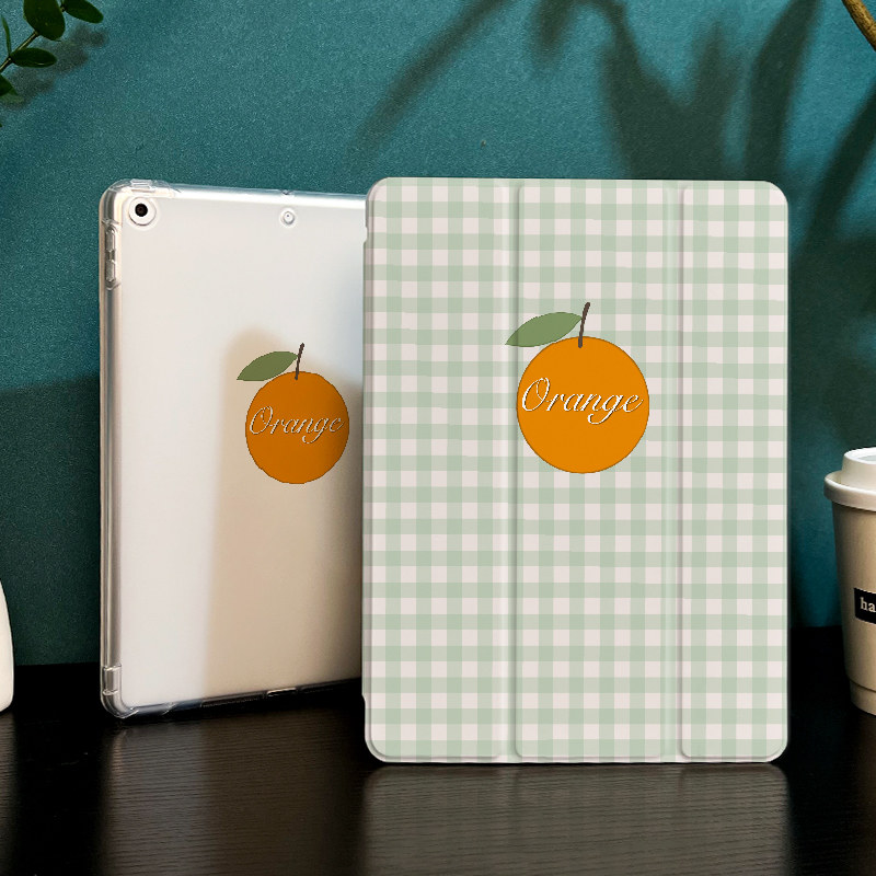 紫色格子适用于ipadair5保护套苹果2022平板mini6防摔第十代平板壳ipad9硅胶带笔槽10新款2019全包2017mini4