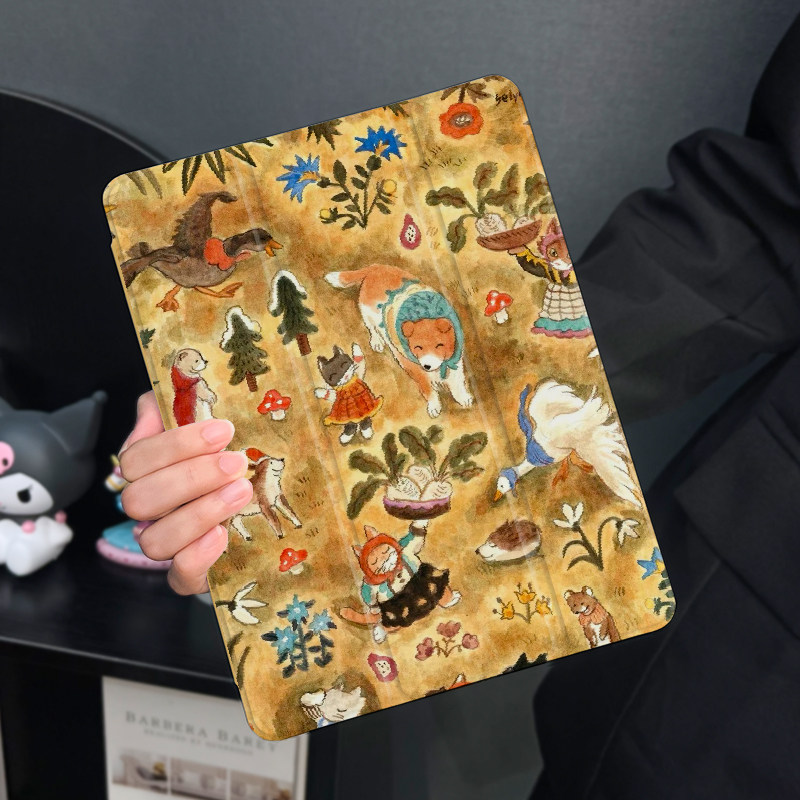 秋季动物适用于ipadair5保护套苹果2022平板mini6防摔第十代平板壳ipad9硅胶带笔槽10新款2019全包2017mini4