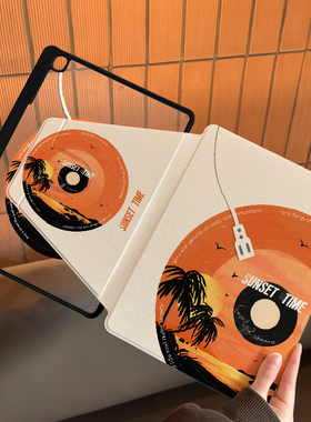 适用于ipad10保护壳360旋转平板套pro2025防弯11亚克力air6/5第10代夕阳唱片苹果10.2带笔槽Pro12.9寸18防摔