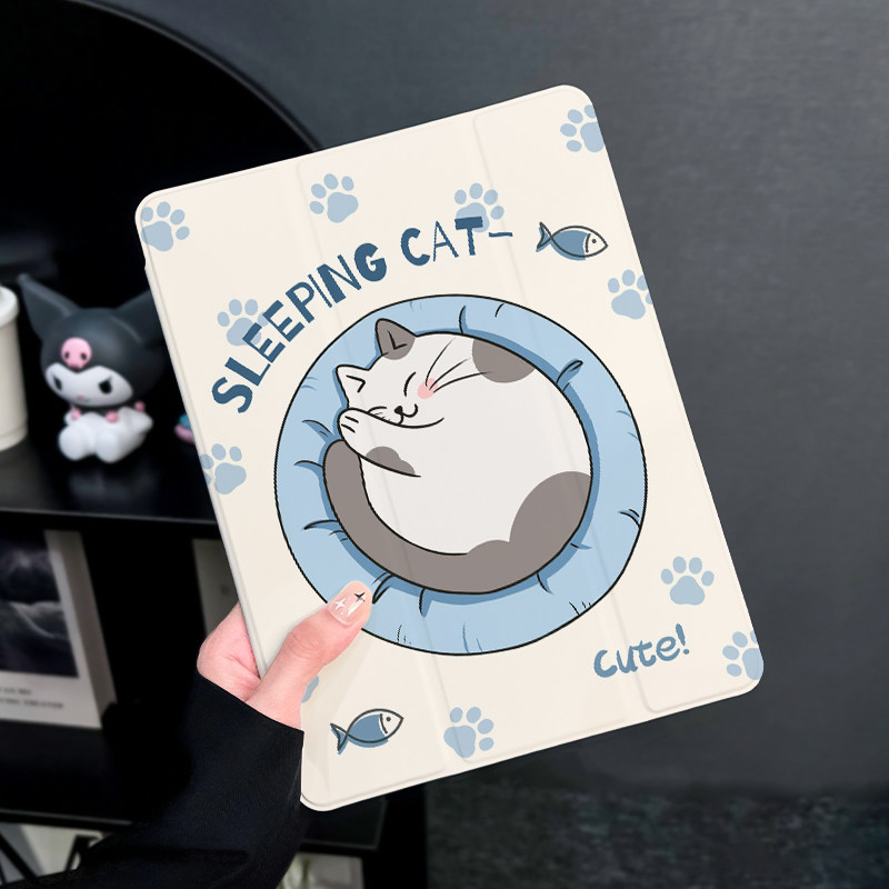 可爱睡觉小猫适用于华为matepad11保护套带笔槽2025新款简约pro11防摔10.8英寸硅胶三折式荣耀创意女软平板壳