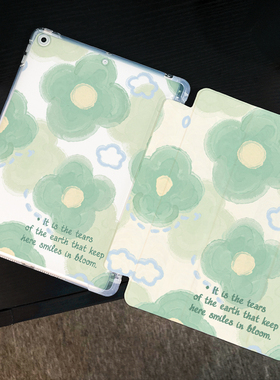 清新花朵创意适用于ipad10保护套2022新款Air5苹果ipadmini4平板保护壳pro11英寸笔槽2019防摔9第10九7代三折