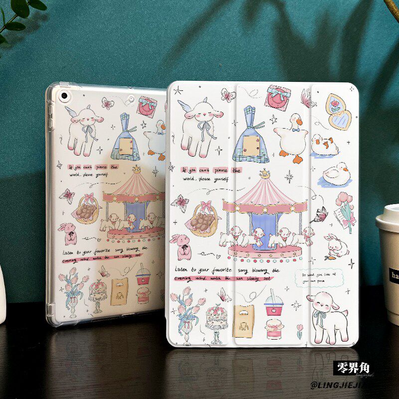旋转小羊适用于ipadmini7保护壳ipad10/9平板壳11代2025苹果air7/6/5九代带笔槽13寸硅胶pro11全包mini7迷你6