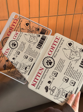 猫咖里的小猫适用于ipadair8保护壳2022ipad平板360°旋转mini7笔槽10.2寸苹果mini6防弯亚克力12.9第9代pro