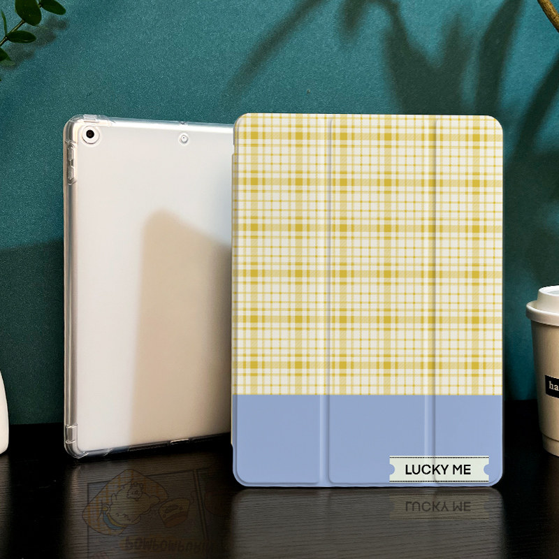 黄蓝网格适用于ipadmini7保护壳ipad10/9平板壳2025苹果air6/4/3新款第九代笔槽13寸硅胶pro11全包mini6迷你5