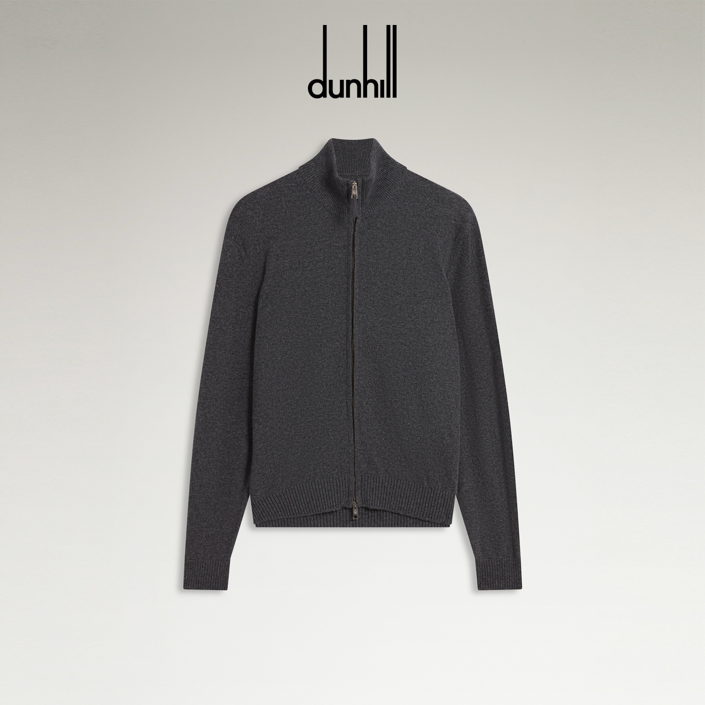 2025秋冬新品dunhill登喜路男士中花灰色羊绒拉链套头衫