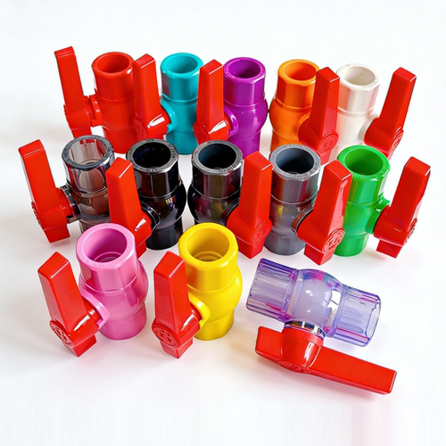 PVC八角球阀阀门开关红黄粉绿透明黑灰给水管塑料阀门20 25 32 50