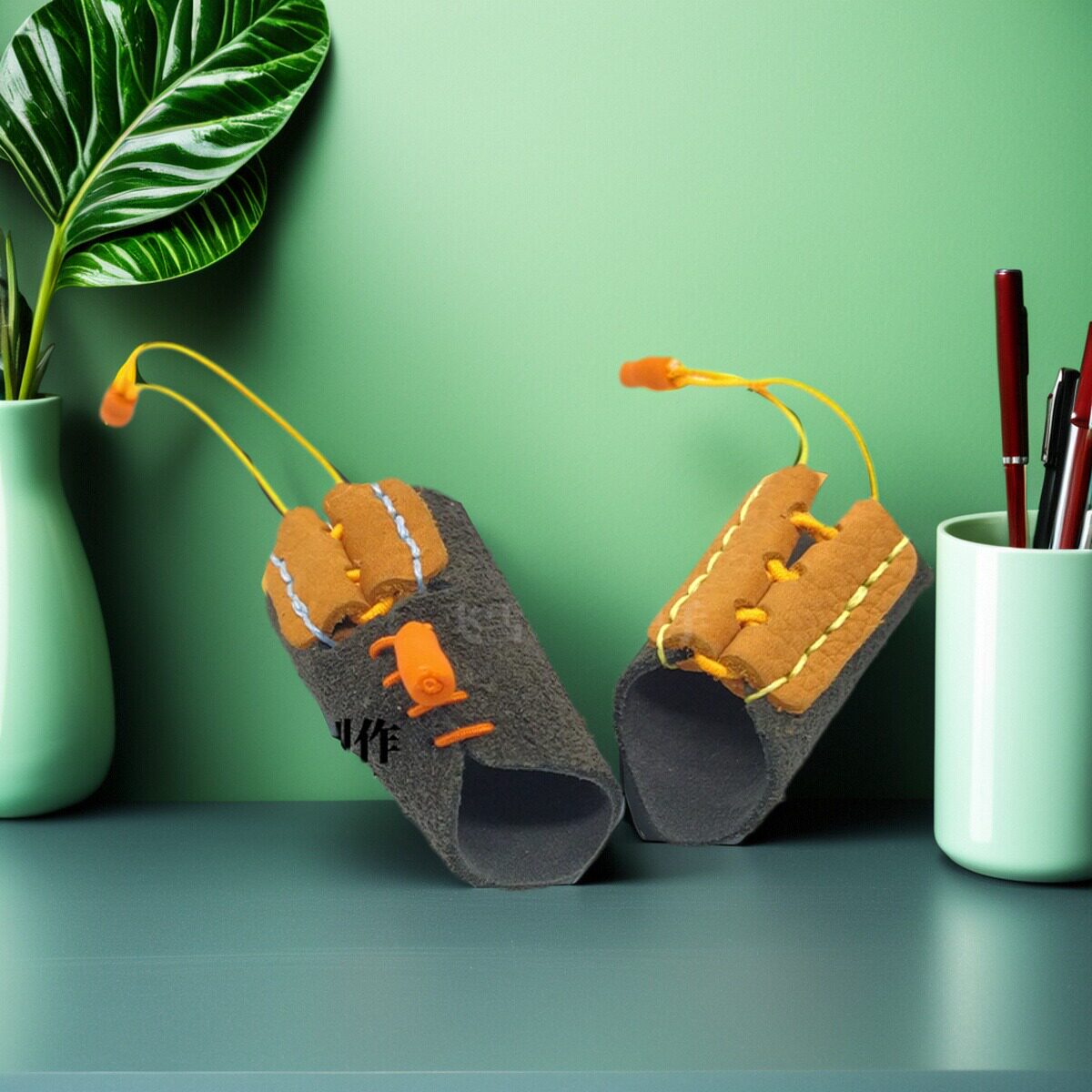 弹弓射鱼用头层牛皮拉鱼镖护指牛皮护指射鱼镖捏镖护指飞雪护指套