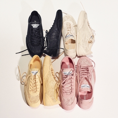 [2025冬季系列]JIMMY CHOO/SUNNY男女同款皮革混搭蕾丝低帮休闲鞋