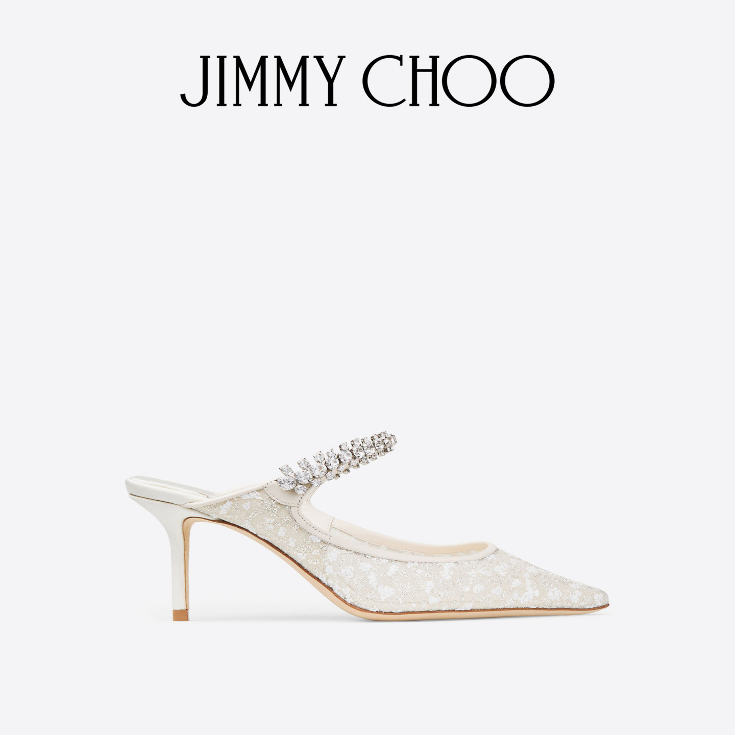 JIMMYCHOO/撞色闪粉薄纱高跟鞋