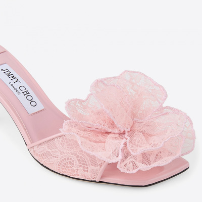JIMMYCHOO/蕾丝花束饰穆勒凉鞋