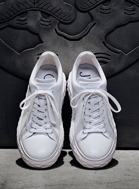 [新年礼物]JIMMY CHOO/DIAMOND MAXI II 男 白色皮革厚底休闲鞋JC