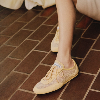 JIMMYCHOO/皮革蕾丝低帮休闲鞋