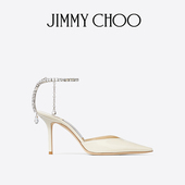 新年礼物 SAEDA 白鹿同款 JIMMY CHOO 女士水晶饰露跟高跟鞋