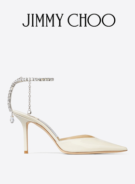 [圣诞礼物][白鹿同款]JIMMY CHOO/SAEDA 85 女士水晶饰露跟高跟鞋