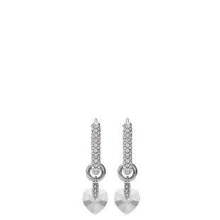 JIMMY CHOO/HEART HOOPS 女士水晶心饰银色耳环JC