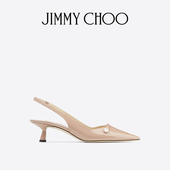 新年礼物 JIMMY CHOO AMITA 女士芭蕾粉色漆皮露跟高跟鞋