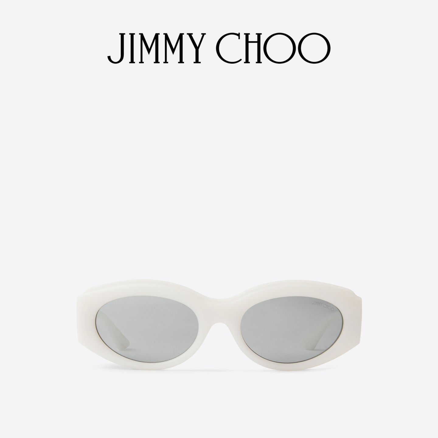 JIMMY CHOO/SUE 女士 哑光乳白色拼拿铁色椭圆框太阳镜